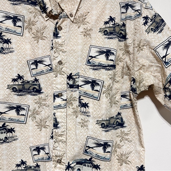 Puritan Men’s Vintage Palm Tree Vintage Car Button Down Short Sleeves Shirt M - Picture 9 of 10